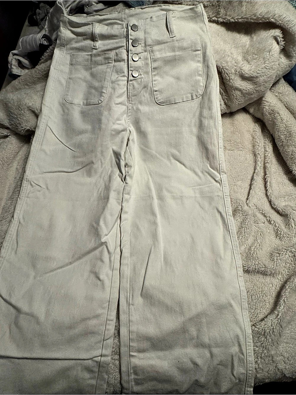 SHEIN Wide Leg Cotton Pants in White Size 8 Like New